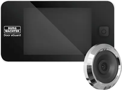 BURG-WÄCHTER Digitaler Türspion Door eGuard, Elektronischer Türspion mit Kamera und Monitor, Ohne Nachtsicht, Türstärke 38-110 mm, 3,2 Zoll Display, DG 8100, Schwarz