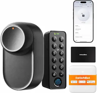 SwitchBot WLAN Smart Lock Ultra mit Fingerabdruck-Entsperrung+NFC-Karte, Elektronisches Türschloss mit Aufladbarem Akku, Öffnen per Fingerprint Passcode, Smartphone, Alexa, Google, unterstützt Matter